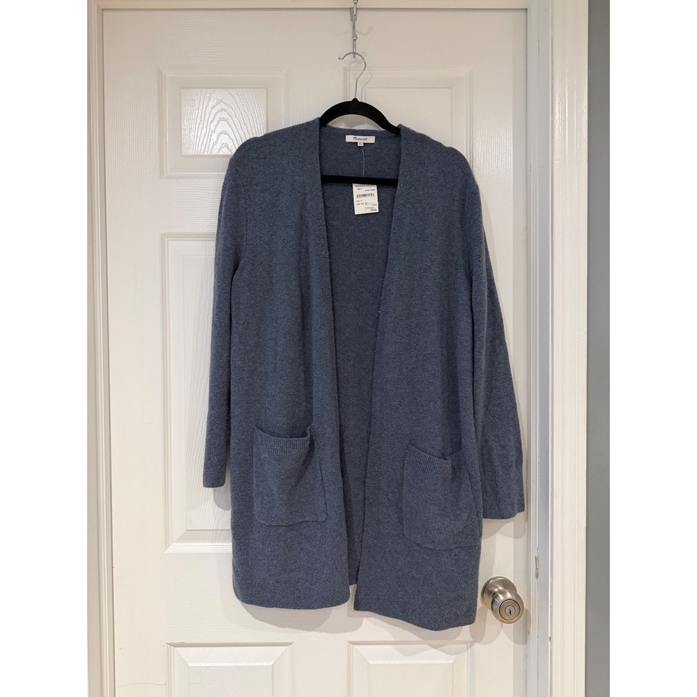 NWT Madewell Kent Cardigan Sweater Blue Long Sleeve Open Front Medium Coastal